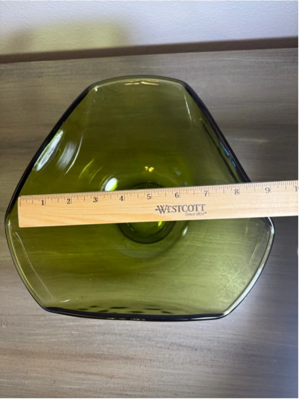 Vintage Anchor Hocking Avocado Green Folded Glass Chip Bowl Mid Century Modern